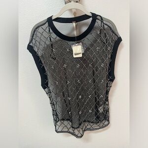 Free People black beaded top